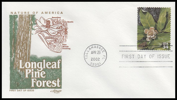 3611a - j  / 34c Longleaf Pine Forest 2002 Set of 10 Artmaster First Day Covers