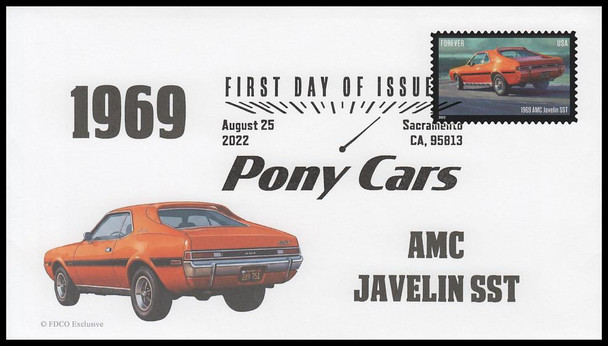 5715 - 5719  / 60c Pony Cars 2022 Set of 5 FDCO Exclusive First Day Covers
