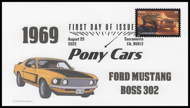 5715 - 5719  / 60c Pony Cars 2022 Set of 5 FDCO Exclusive First Day Covers
