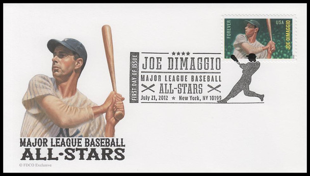 4697 / 45c Joe  DiMaggio : Major League Baseball All-Star : New York, NY Postmark  2012 FDCO Exclusive FDC