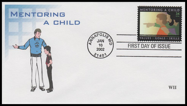 3556 / 34c Mentoring a Child 2002 WII Cachets First Day Cover