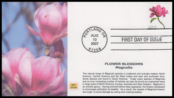 4180 / 41c Magnolia : Beautiful Blooms Booklet Single 2007 MPG Cachets First Day Cover