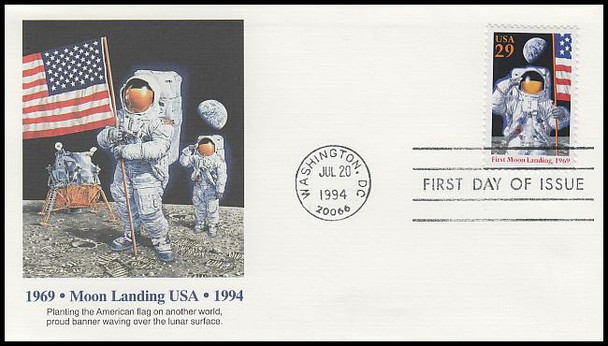 2841a / 29c First Moon Landing 25th Anniversary 1994 Fleetwood FDC