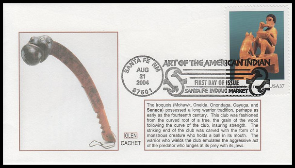 3873i / 37c Seneca Carving : Art of the American Indian 2004 Glen Cachet First Day Cover