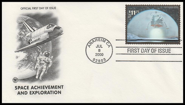 3413a / $11.75 Landing on the Moon Hologram 2000 PCS First Day Cover