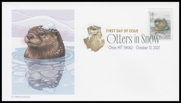 5648 - 5651 / 58c Otters In Snow 2021 Digital Color Postmark (DCP) Set of 4 FDCO Exclusive FDCs