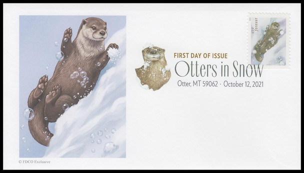 5648 - 5651 / 58c Otters In Snow 2021 Digital Color Postmark (DCP) Set of 4 FDCO Exclusive FDCs