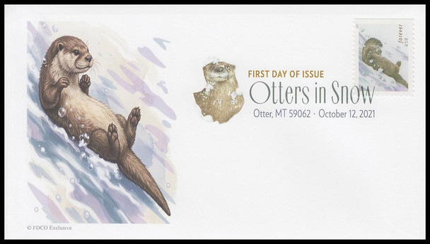 5648 - 5651 / 58c Otters In Snow 2021 Digital Color Postmark (DCP) Set of 4 FDCO Exclusive FDCs