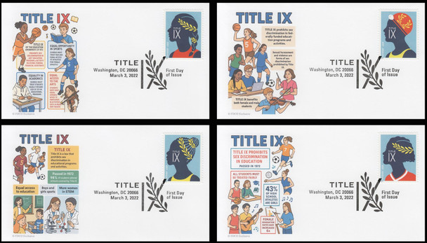 5668 - 5671 / 60c Title IX 2022 Set of 4 FDCO Exclusive First Day Covers