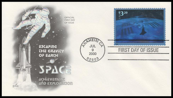 3411a / $3.20 Escaping the Gravity of Earth Hologram 2000 Artcraft First Day Cover