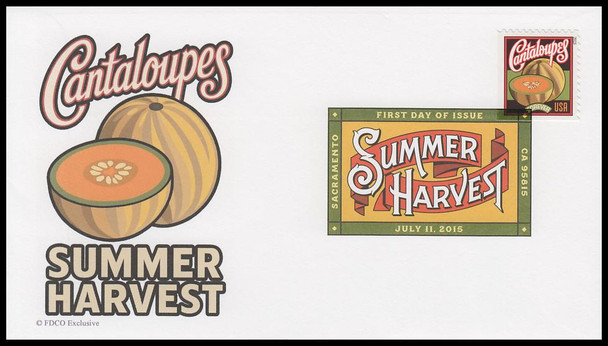 5006 / 49c Cantaloupes : Summer Harvest 2015 Digital Color Postmark FDCO Exclusive First Day Cover