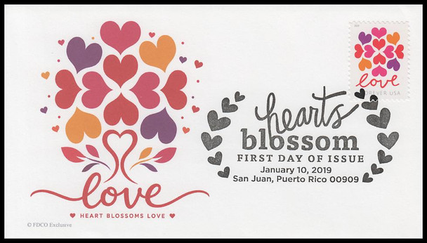 5339 / 50c Hearts Blossom 2019 FDCO Exclusive First Day Cover