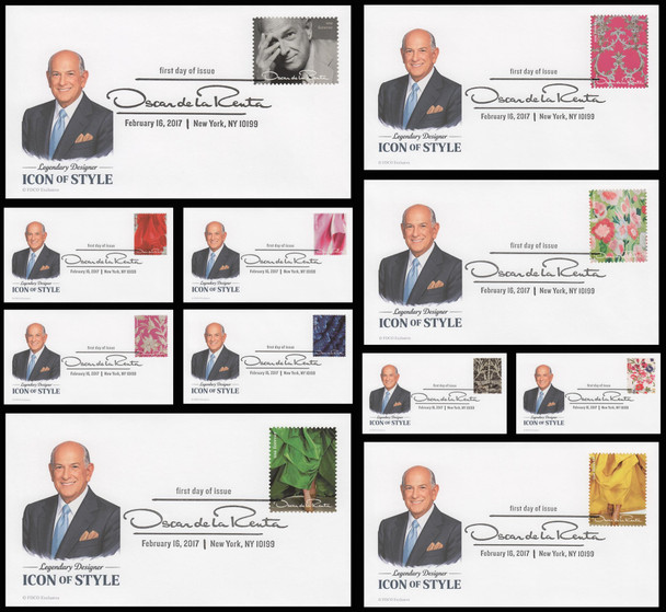 5173a-k / 49c Oscar de la Renta 2017 Set of 11 FDCO Exclusive First Day Covers