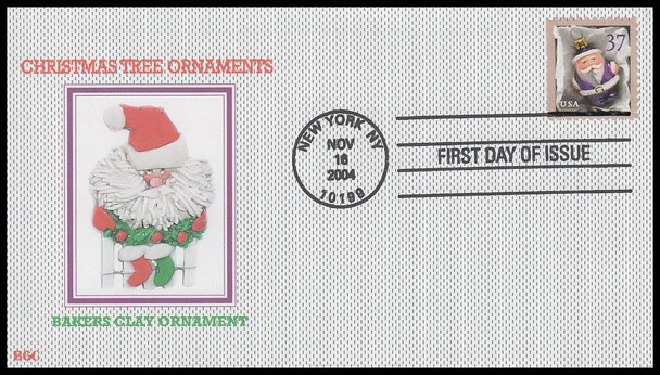 3887 - 3890 / 37c Christmas Santa Ornaments Vending Bklt Singles : Christmas 2007 Set of 4 BGC Full Color First Day Covers
