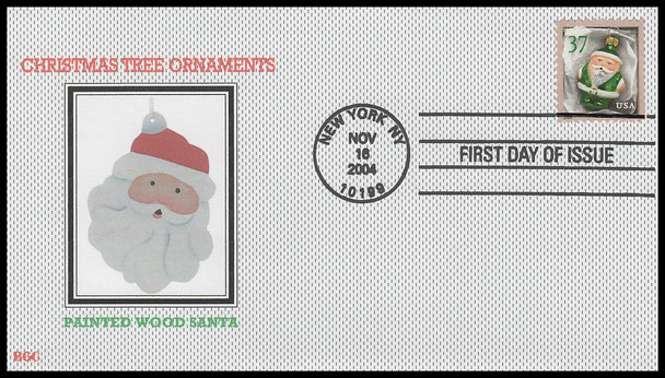 3887 - 3890 / 37c Christmas Santa Ornaments Vending Bklt Singles : Christmas 2007 Set of 4 BGC Full Color First Day Covers