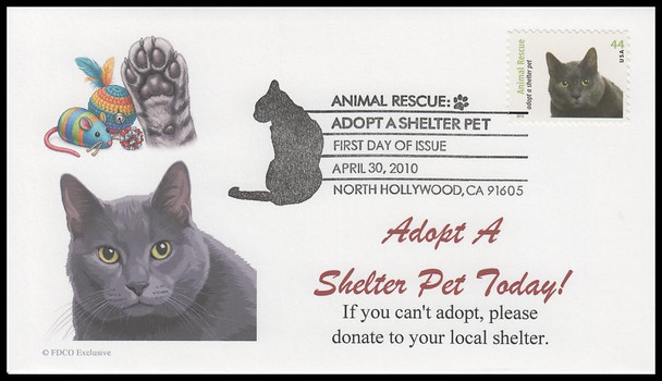 4451 - 4460 / 44c Adopt a Shelter Pet 2010 Set of 10 FDCO Exclusive First Day Covers