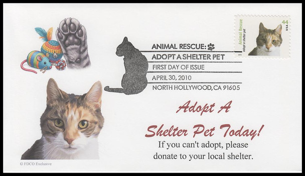 4451 - 4460 / 44c Adopt a Shelter Pet 2010 Set of 10 FDCO Exclusive First Day Covers