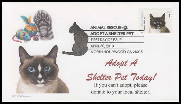4451 - 4460 / 44c Adopt a Shelter Pet 2010 Set of 10 FDCO Exclusive First Day Covers