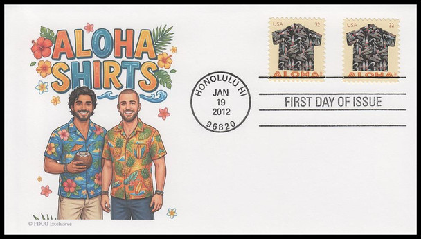 4592 - 4596 / 32c Aloha Shirts 2012 Set of 5 FDCO Exclusive First Day Covers
