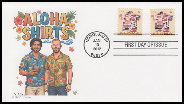 4592 - 4596 / 32c Aloha Shirts 2012 Set of 5 FDCO Exclusive First Day Covers