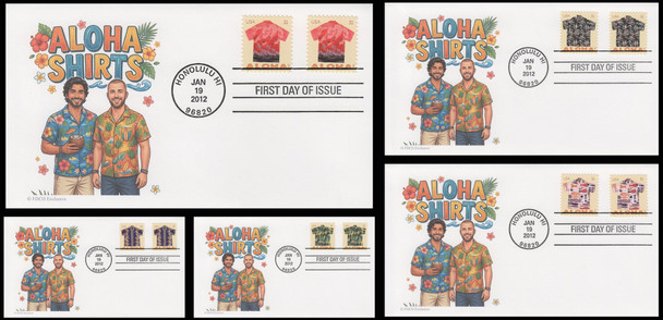 4592 - 4596 / 32c Aloha Shirts 2012 Set of 5 FDCO Exclusive First Day Covers