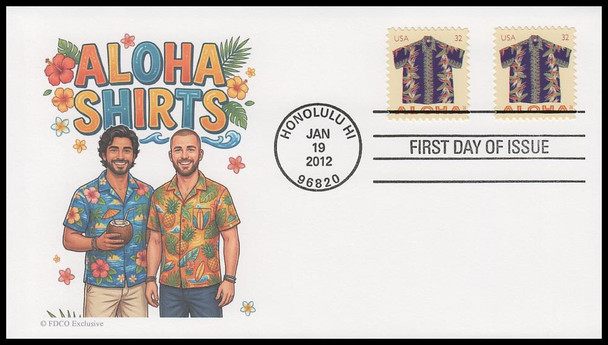 4592 - 4596 / 32c Aloha Shirts 2012 Set of 5 FDCO Exclusive First Day Covers