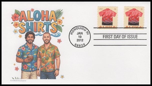 4592 - 4596 / 32c Aloha Shirts 2012 Set of 5 FDCO Exclusive First Day Covers