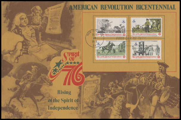 1476 - 1479 / 8c Colonial Communications 1973 Fleetwood FDOI Presentation Card