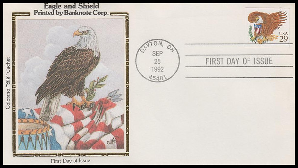 2595 / 29c Eagle And Shield 1992 Colorano Silk First Day Cover