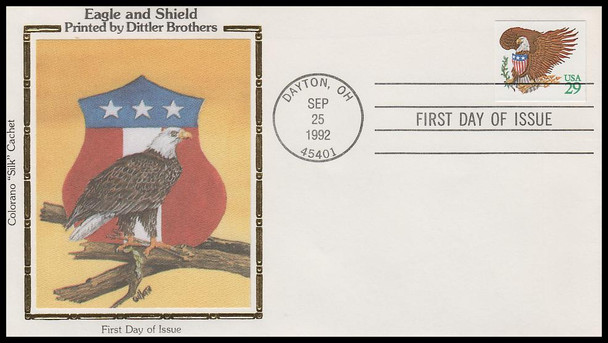 2596 / 29c Eagle And Shield 1992 Colorano Silk First Day Cover