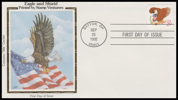 2597 / 29c Eagle And Shield 1992 Colorano Silk First Day Cover