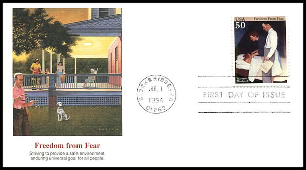 2840a - d / 50c Norman Rockwell "Four Freedoms" Set of 4 Fleetwood 1994 FDCs