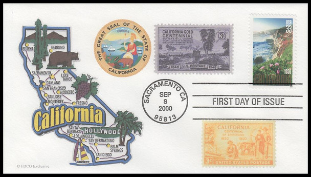 3438 / 33c California Statehood : 150th Anniversary 2000 FDCO Exclusive First Day Cover