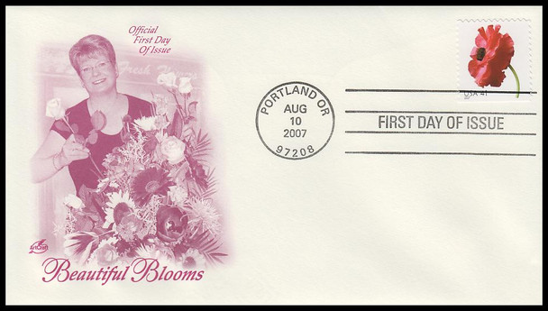 4176 - 4185 / 41c Beautiful Blooms Bklt Singles 2007 Set of 10 Artcraft First Day Covers