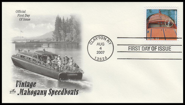 4160 - 4163 / 41c Vintage Mahogany Speedboats 2007 Set of 4 Artcraft FDCS
