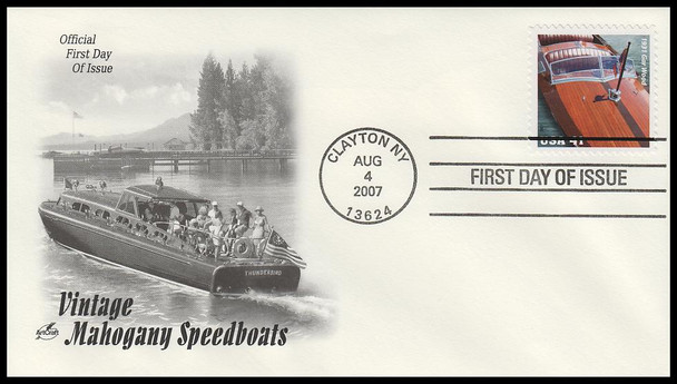 4160 - 4163 / 41c Vintage Mahogany Speedboats 2007 Set of 4 Artcraft FDCS