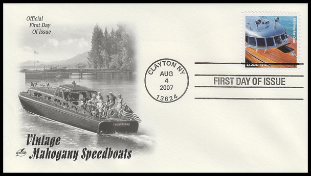 4160 - 4163 / 41c Vintage Mahogany Speedboats 2007 Set of 4 Artcraft FDCS