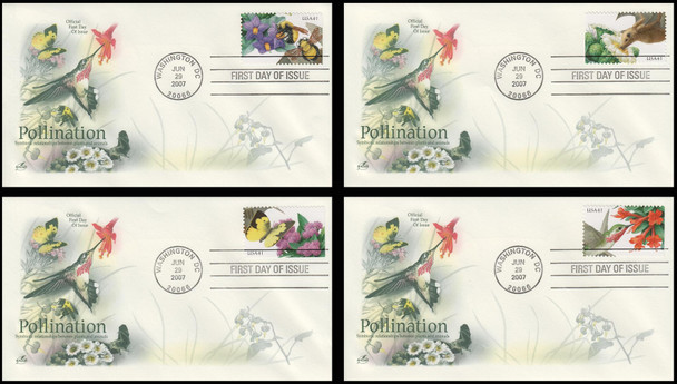 4153 - 4156 / 41c Pollination 2007 Set of 4 Artcraft First Day Covers