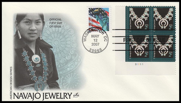3753 / 37c Navajo Jewelry 2007 Plate Block Artcraft First Day Cover