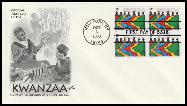 4119 / 39c Kwanzaa Block Artcraft 2006 First Day Cover