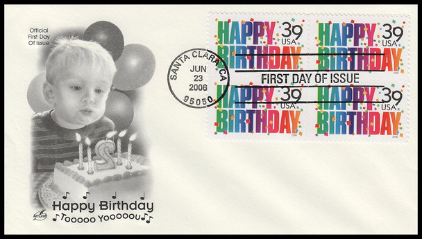 4079 / 39c Happy Birthday 2006 Block Artcraft First Day Cover