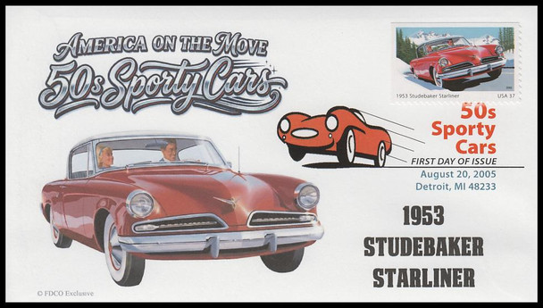 3931 - 3935 / 37c Sporty Cars of the 50's 2005 Set of 5 Digital Color Postmark FDCO Exclusive First Day Covers