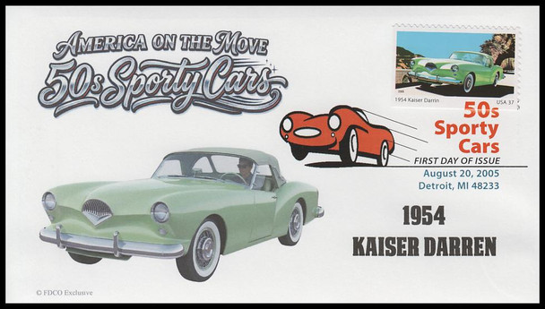 3931 - 3935 / 37c Sporty Cars of the 50's 2005 Set of 5 Digital Color Postmark FDCO Exclusive First Day Covers