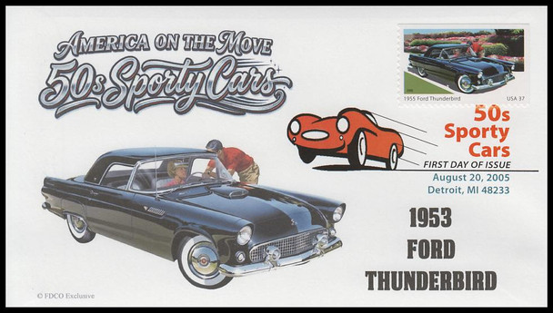3931 - 3935 / 37c Sporty Cars of the 50's 2005 Set of 5 Digital Color Postmark FDCO Exclusive First Day Covers