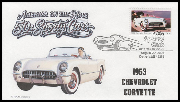 3931 - 3935 / 37c Sporty Cars of the 50's 2005 Set of 5 FDCO Exclusive First Day Covers
