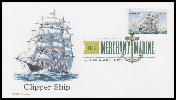 4548 - 4551 / 44c U.S. Merchant Marines 2011 Digital Color Postmark (DCP) Set of 4 FDCO Exclusive FDCs