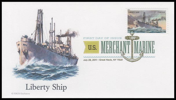 4548 - 4551 / 44c U.S. Merchant Marines 2011 Digital Color Postmark (DCP) Set of 4 FDCO Exclusive FDCs
