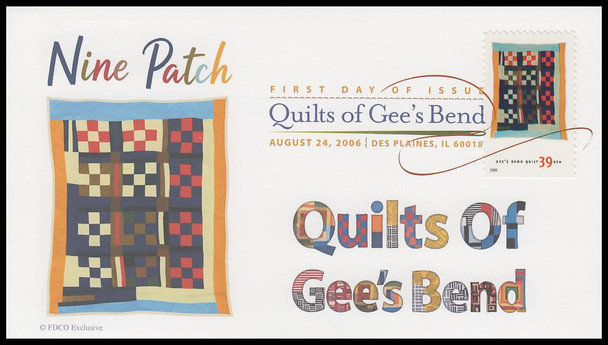 4089 - 4098 / 39c Gee's Bend Quilts 2006 Set of 10 Digital Color Postmark ( DCP ) FDCO Exclusive FDCs