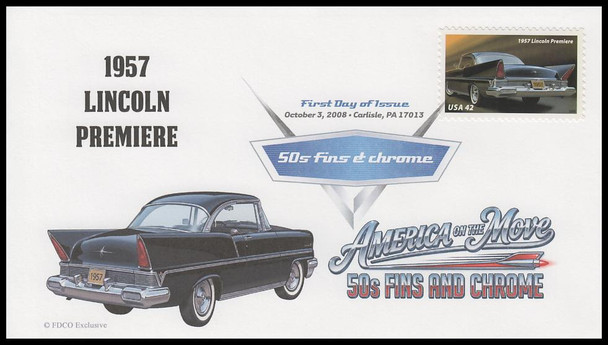 4353 - 4357 / 42c Tail Fins and Chrome 2008 Set of 5 Digital Color Postmark FDCO Exclusive First Day Covers