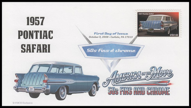4353 - 4357 / 42c Tail Fins and Chrome 2008 Set of 5 Digital Color Postmark FDCO Exclusive First Day Covers